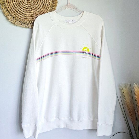 Spiritual Gangster x Peleton New Crew Rainbow Stripe Classic Sweatshirt SZ XL - Picture 1 of 11